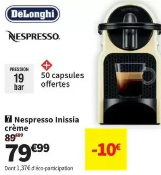 Machine à café Nespresso Inissia crème DeLonghi EN80.CW