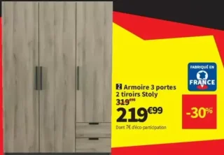 Armoire 3 portes 2 tiroirs Stoly