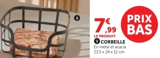 Corbeille en métal et acacia