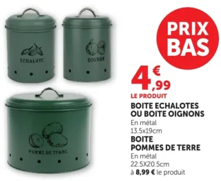 Boîte échalotes, oignons ou pommes de terre en métal