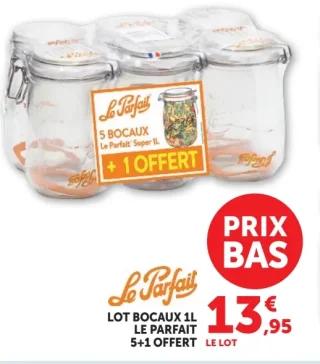 LOT BOCAUX 1L LE PARFAIT 5+1 OFFERT