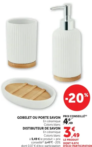 Gobelet, porte savon ou distributeur de savon en céramique