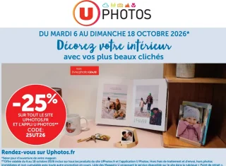 Remise de 25% sur tout le site Uphotos.fr et l'appli U Photos