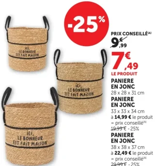 Paniere en jonc