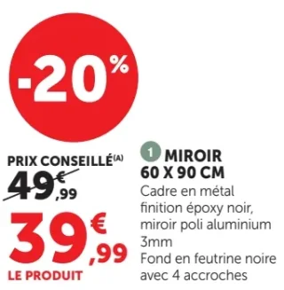 Miroir 60 X 90 CM