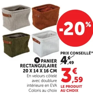 Panier rectangulaire 20 x 14 x 16 cm