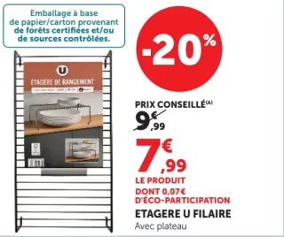 Étagère U filaire avec plateau