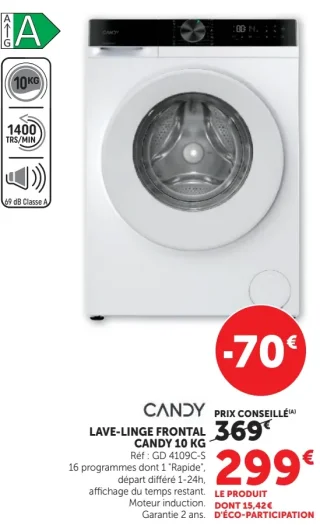 LAVE-LINGE FRONTAL CANDY 10 KG