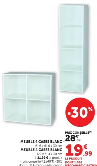 Meuble 4 cases blanc