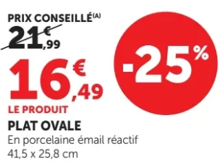 Plat ovale en porcelaine émail réactif 41,5 x 25,8 cm