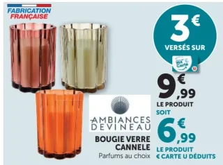 Bougie verre cannelé Ambiances Devineau