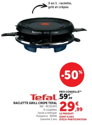 RACLETTE GRILL CREPE TEFAL