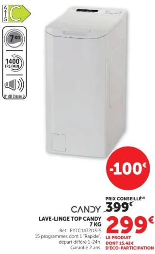 LAVE-LINGE TOP CANDY 7 KG