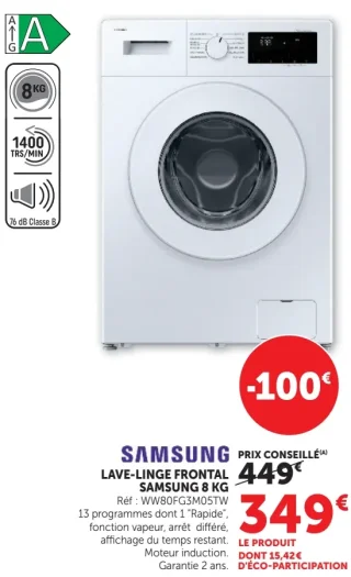 LAVE-LINGE FRONTAL SAMSUNG 8 KG