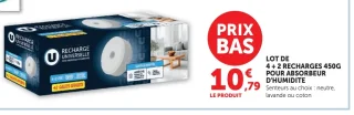 Lot de 4 + 2 recharges 450g pour absorbeur d'humidité Croc Odor Absodry