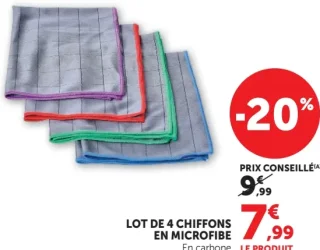 Lot de 4 chiffons en microfibe En carbone