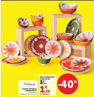 GAMME VAISSELLE "MARGUERITE" En porcelaine Artime