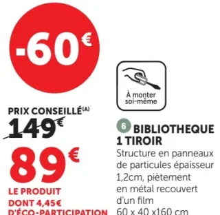 Bibliotheque 1 tiroir