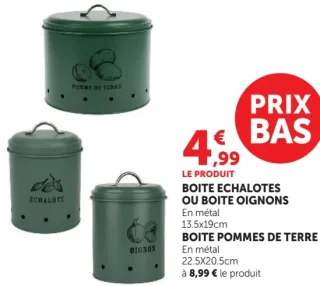 Boîte à échalotes, oignons ou pommes de terre en métal