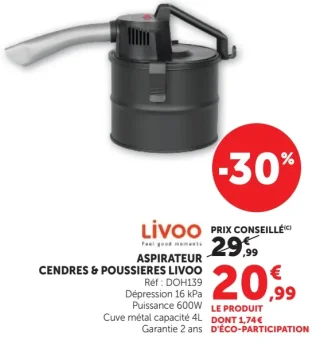 Livoo Aspirateur cendres & poussieres