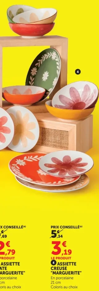 Assiette creuse en porcelaine "Marguerite" Artime