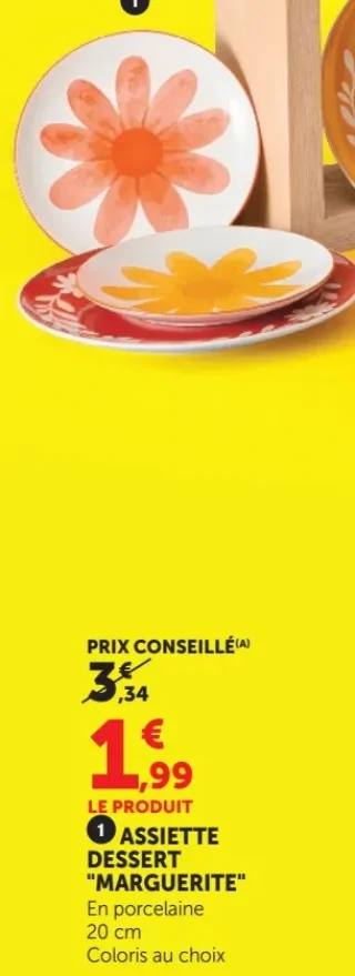 Assiette dessert en porcelaine "Marguerite" Artime