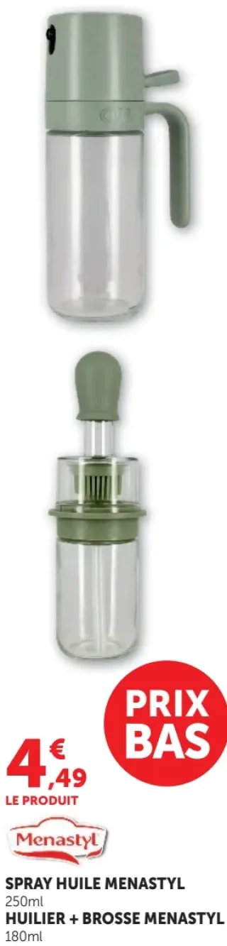 Spray huile Menastyl ou Huilier + brosse Menastyl