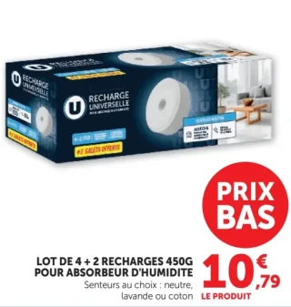 Lot de 4 + 2 recharges pour absorbeur d'humidité U
