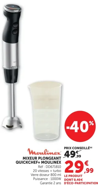 Mixeur plongeant Quickchef+ Moulinex DD671810