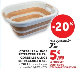 Corbeille à linge rétractable U