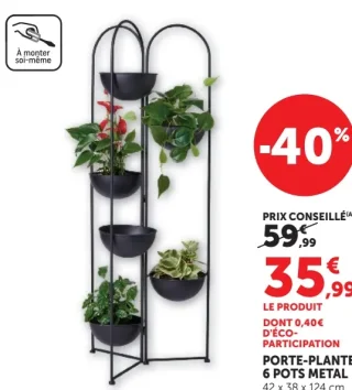 Porte-plante 6 pots métal