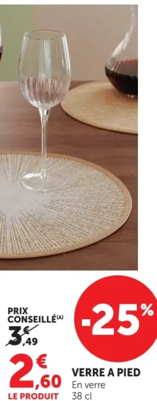 Verre à pied en verre 38 cl