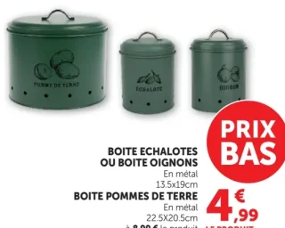 Boite échalotes, Boite oignons ou Boite pommes de terre