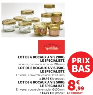 Lot de 6 bocaux à vis Le Spécialiste