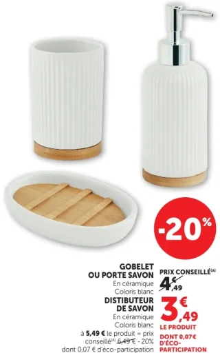Gobelet ou porte savon ou distributeur de savon en céramique