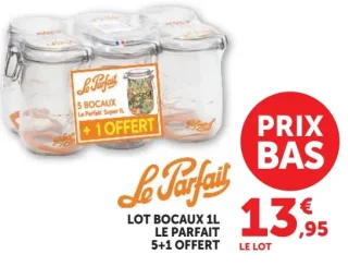 Lot de bocaux 1L Le Parfait 5+1 offert