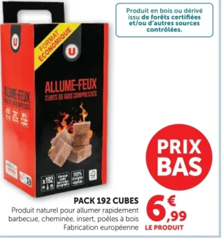 Pack 192 cubes Allume-feux cubes de bois compressés