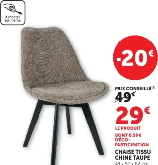 Chaise tissu chine taupe