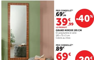 GRAND MIROIR 195 CM En polystyrène et verre