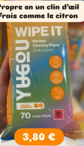 Yugou Wipe It Kitchen Cleaning Wipes Zesty Lemon