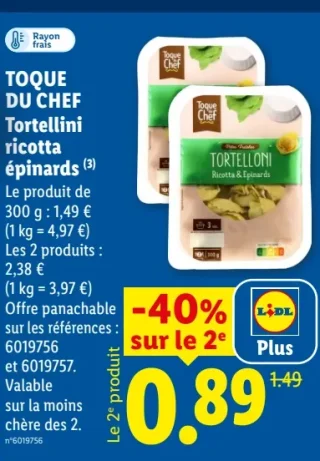 TOQUE DU CHEF Tortellini ricotta épinards