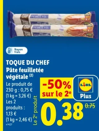 TOQUE DU CHEF Pâte feuilletée végétale