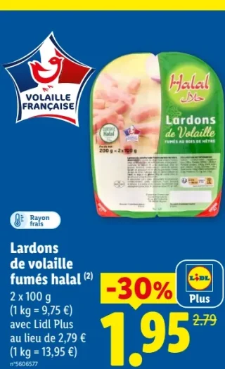 Lardons de volaille fumés halal