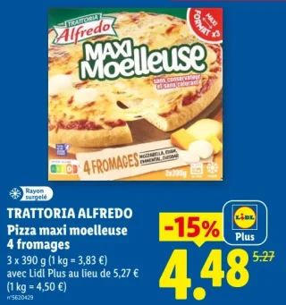 Trattoria Alfredo Pizza maxi moelleuse 4 fromages