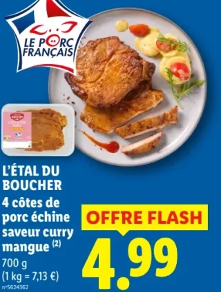L'ÉTAL DU BOUCHER 4 côtes de porc échine saveur curry mangue