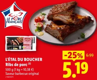 L'ÉTAL DU BOUCHER Ribs de porc