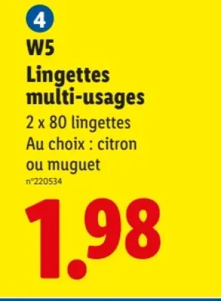 W5 Lingettes multi - usages