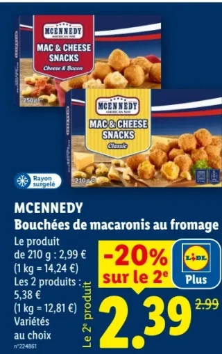 MCENNEDY Bouchées de macaronis au fromage