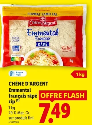 CHÊNE D'ARGENT Emmental français râpé zip