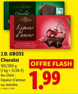 J.D. Gross Chocolat Liqueur d'amour ou menthe